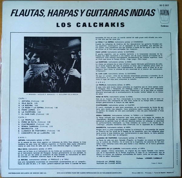 Los Calchakis - Flautas, Harpas Y Guitarras Indias | Arion (30 D 057) - 2
