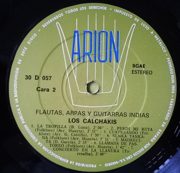 Los Calchakis - Flautas, Harpas Y Guitarras Indias | Arion (30 D 057) - 4