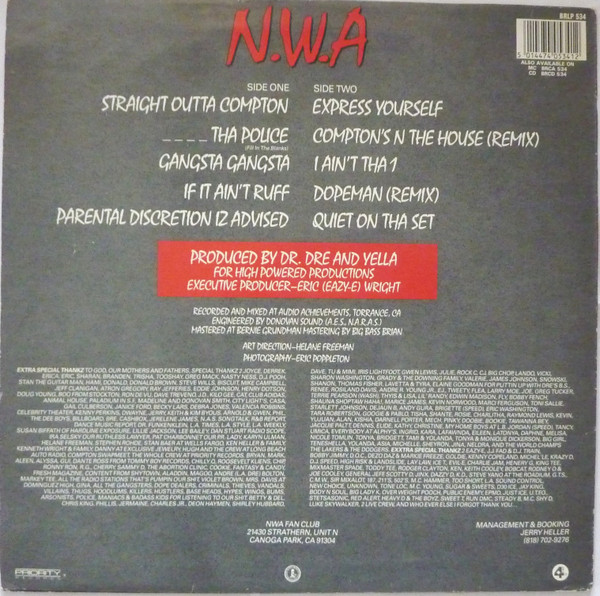 N.W.A. - Straight Outta Compton | Ruthless Records (BRLP 534) - 2 N.W.A. - Straight Outta Compton | Ruthless Records (BRLP 534) - 2