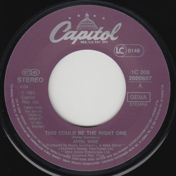 April Wine - This Could Be The Right One | Capitol Records (1 C 006 2000607) - 3