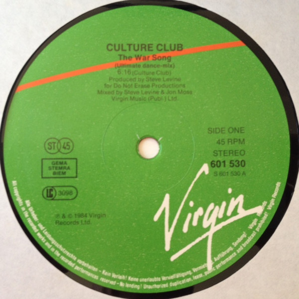 Culture Club - The War Song (Ultimate Dance Mix) | Virgin (601 530) - 3