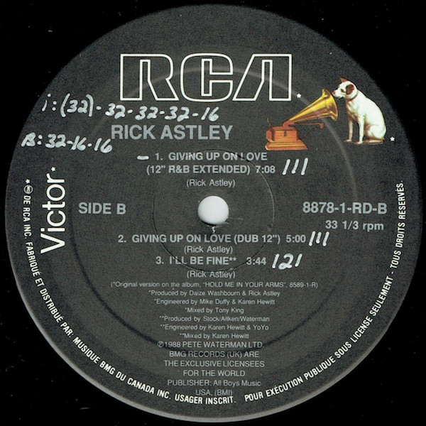 Rick Astley - Giving Up On Love (12") [Vinyl] | RCA Victor (8878-1-RD) - 4
