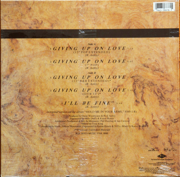 Rick Astley - Giving Up On Love (12") [Vinyl] | RCA Victor (8878-1-RD) - 2