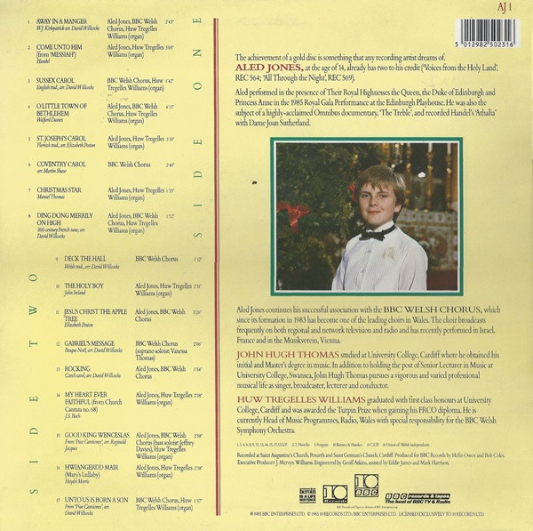 Aled Jones With The BBC Welsh Chorus Conducted By John Hugh Thomas With Huw Tregelles Williams - Aled Jones | BBC Records And Tapes (AJ 1)