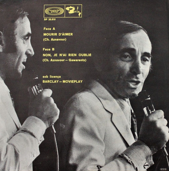 Charles Aznavour - Mourir D'Aimer | Barclay (SP 20.019) - 2