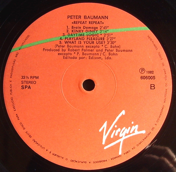 Peter Baumann - Repeat Repeat | Virgin (606005) - 3