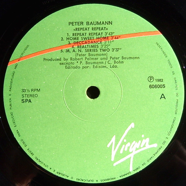 Peter Baumann - Repeat Repeat | Virgin (606005) - 2