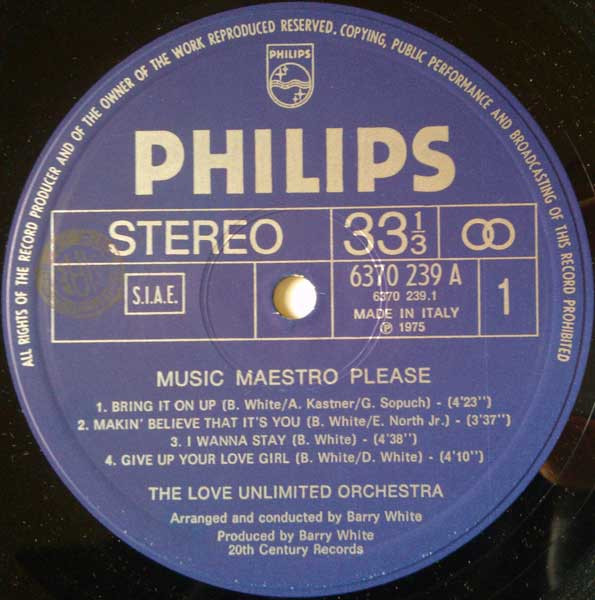 Love Unlimited Orchestra - Music Maestro Please | Philips (6370 239 A) - 3