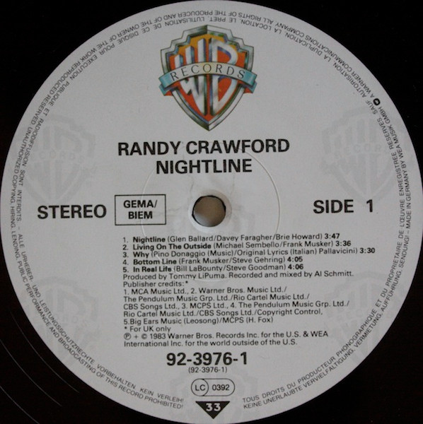 Randy Crawford - Nightline | Warner Bros. Records (92-3976-1) - 3