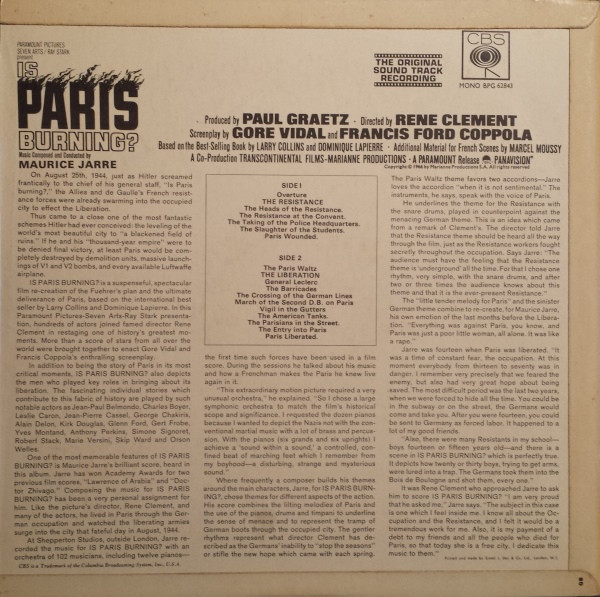 Maurice Jarre - Is Paris Burning? (The Original Sound Track Recording) | CBS (62843) - 2 Maurice Jarre - Is Paris Burning? (The Original Sound Track Recording) | CBS (62843) - 2
