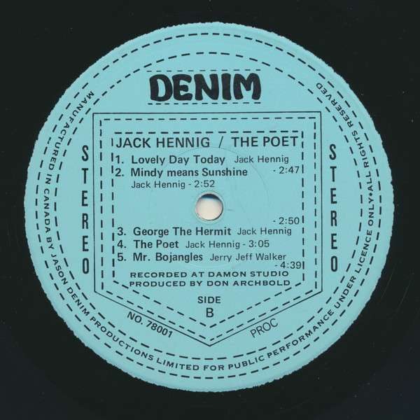 Jack Hennig - The Poet | Denim Records (78001) - 4 Jack Hennig - The Poet | Denim Records (78001) - 4