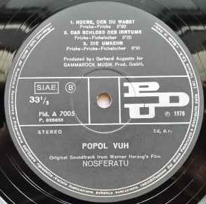 Popol Vuh - Nosferatu The Vampyre (Original Sound Track) | PDU (Pld. A 7005) - 4