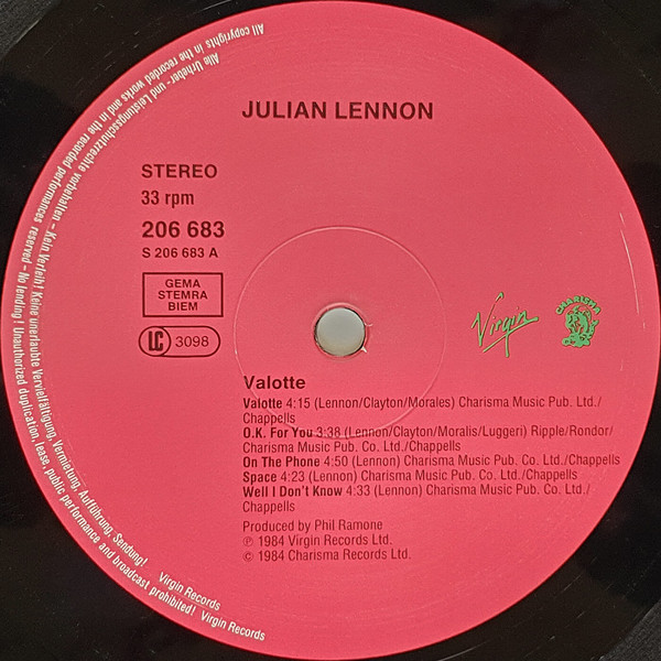 Julian Lennon - Valotte | Virgin (206 683) - 3