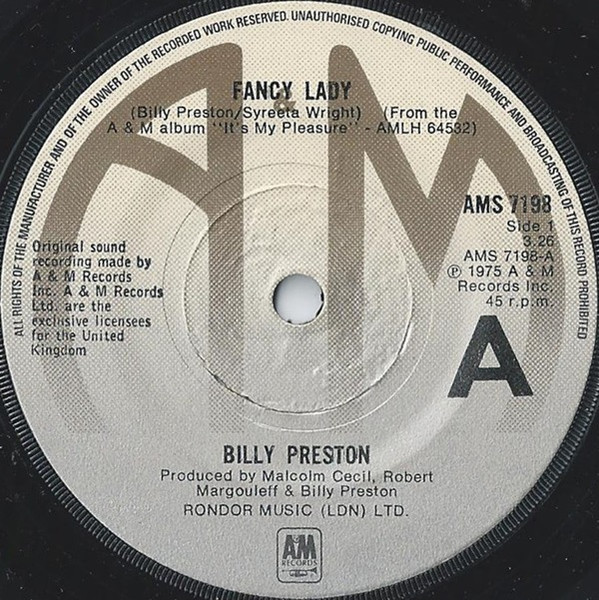 Billy Preston - Fancy Lady | A&M Records (AMS 7198) - main