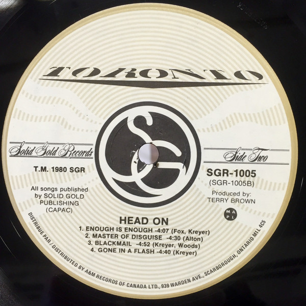 Toronto - Head On | Solid Gold Records (SGR-1005) - 4 Toronto - Head On | Solid Gold Records (SGR-1005) - 4