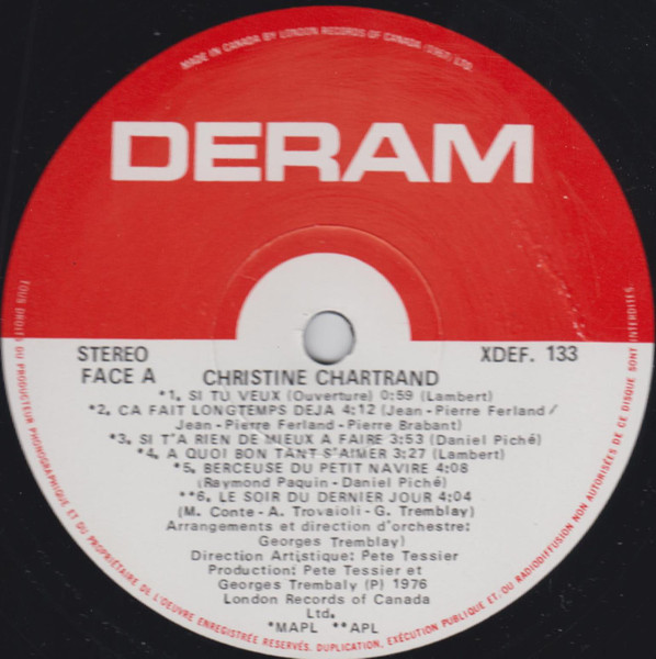 Christine Chartrand - Christine Chartrand | Deram (XDEF-133) - 3