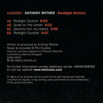 Anthony Rother - Redlight District | Elektrolux (e100000) - 2