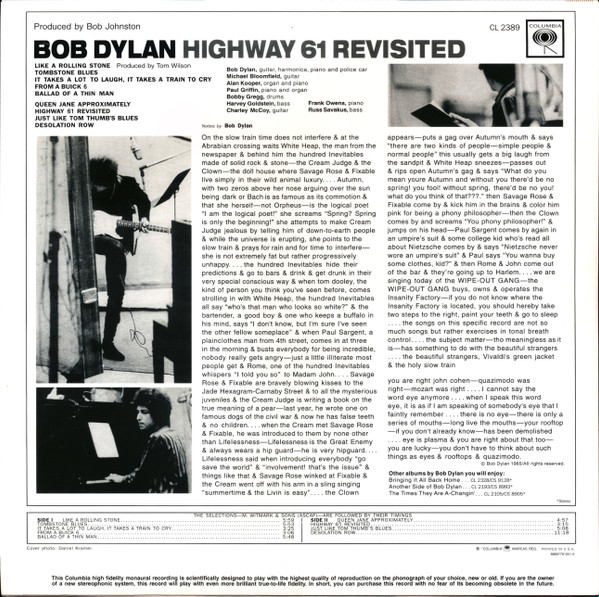 Bob Dylan - Highway 61 Revisited | Columbia (CL 2389) - 2