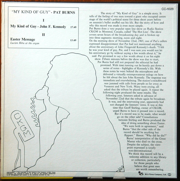 Pat Burns , Lucien Hétu - John Kennedy, My Kind Of Guy | RCA Victor (CC-1028) - 2