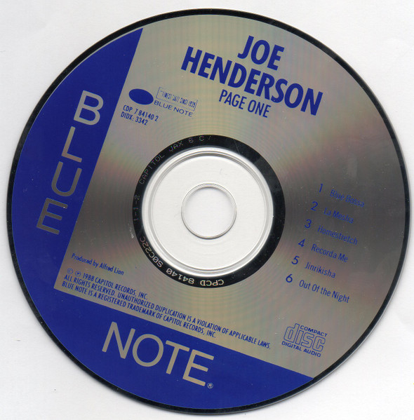 Joe Henderson - Page One | Blue Note (CDP 7 84140 2) - 3