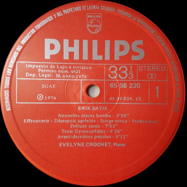 Erik Satie - Nuevas Piezas Frias | Philips (65 98 230) - 2