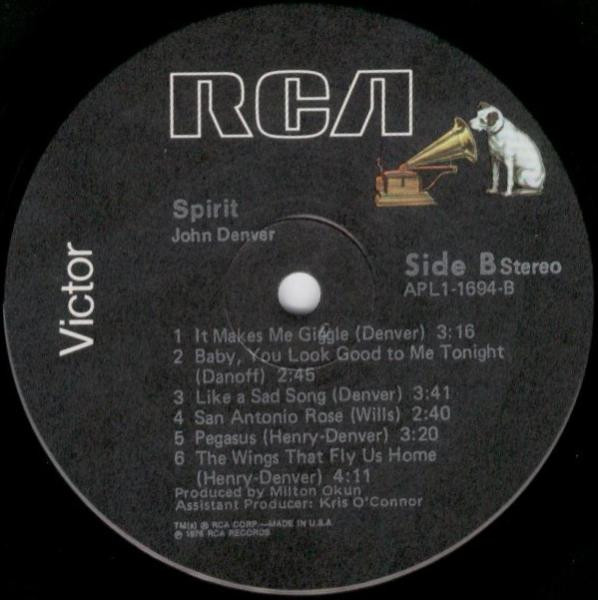 John Denver - Spirit | RCA Victor (APL1-1694) - 4