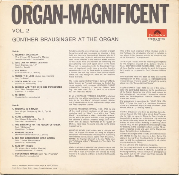 Günther Brausinger - Organ Magnificent Vol. II | Polydor (184035) - 2
