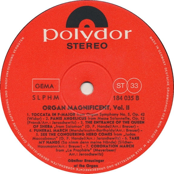 Günther Brausinger - Organ Magnificent Vol. II | Polydor (184035) - 4