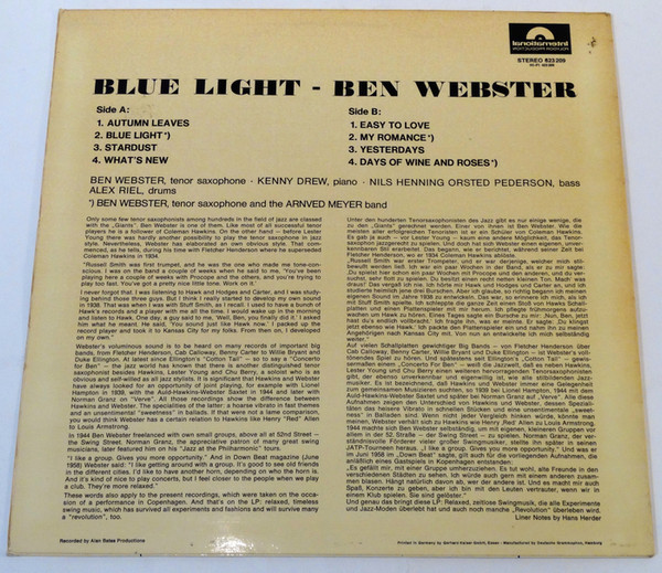 Ben Webster - Blue Light | International Polydor Production (623 209) - 2 Ben Webster - Blue Light | International Polydor Production (623 209) - 2