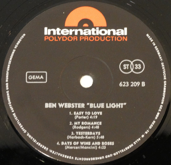Ben Webster - Blue Light | International Polydor Production (623 209) - 4 Ben Webster - Blue Light | International Polydor Production (623 209) - 4