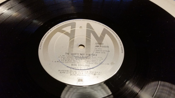 Rita Coolidge - The Lady's Not For Sale | A&M Records (AMLH 64370) - 4