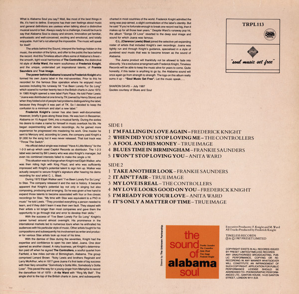 Various - The Sound Of Alabama Soul | Timeless Records (TRPL113) - 2
