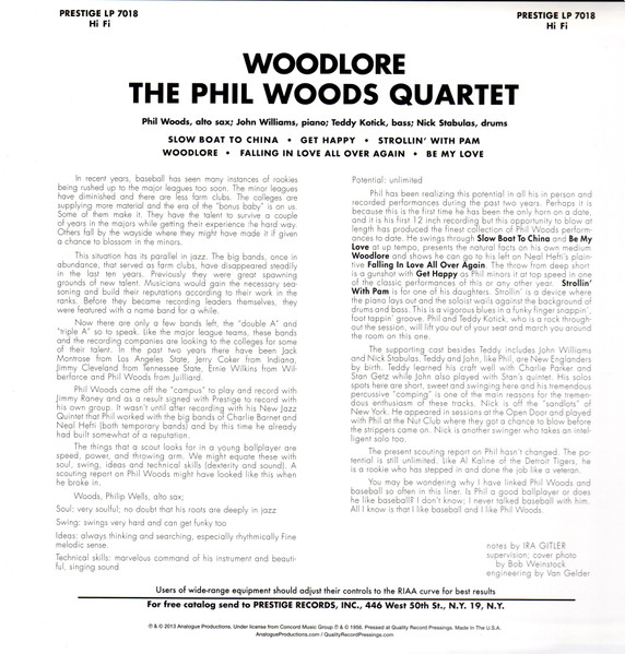 The Phil Woods Quartet - Woodlore | Analogue Productions (APRJ 7018) - 2
