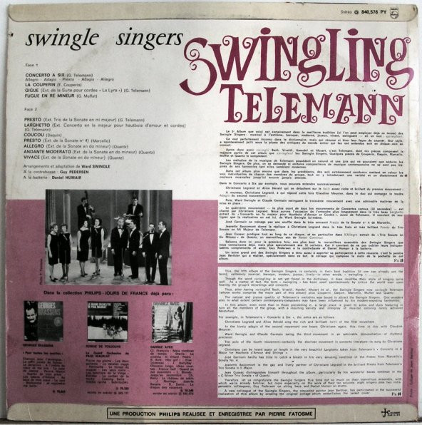 Les Swingle Singers - Swingling Telemann | Philips (840.578 PY) - 2 Les Swingle Singers - Swingling Telemann | Philips (840.578 PY) - 2