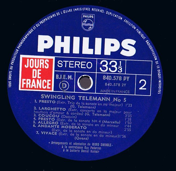 Les Swingle Singers - Swingling Telemann | Philips (840.578 PY) - 4 Les Swingle Singers - Swingling Telemann | Philips (840.578 PY) - 4