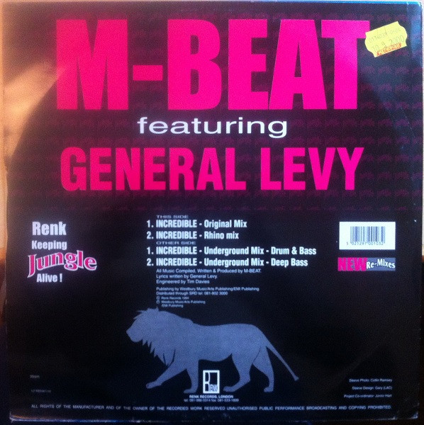 M-Beat Featuring General Levy - Incredible (New Re-Mixes) | Renk Records (12"RENKT44) - 2 M-Beat Featuring General Levy - Incredible (New Re-Mixes) | Renk Records (12"RENKT44) - 2