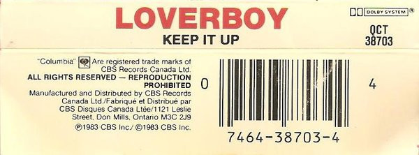 Loverboy - Keep It Up | Columbia (QCT 38703) - 2