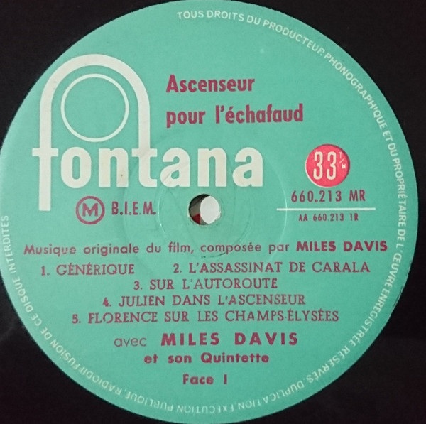 Miles Davis - Ascenseur Pour L'Échafaud | Fontana (660.213 MR) - 3 Miles Davis - Ascenseur Pour L'Échafaud | Fontana (660.213 MR) - 3