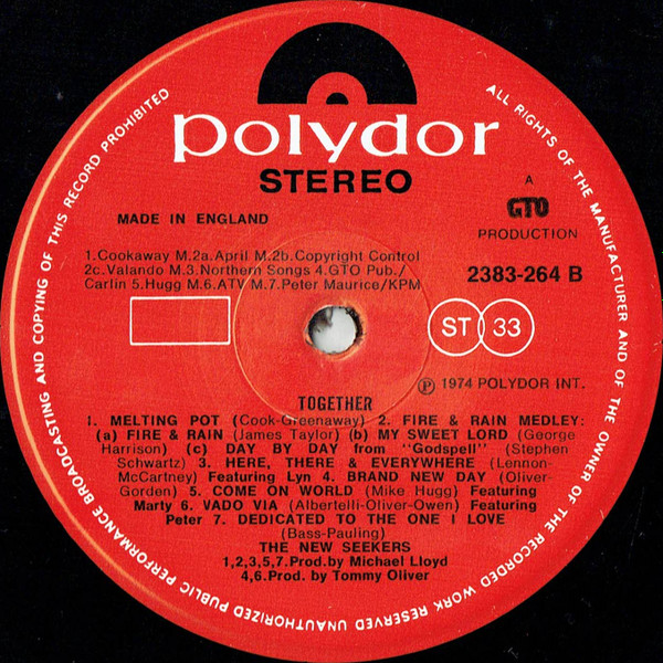 The New Seekers - Together | Polydor (2383 264) - 4