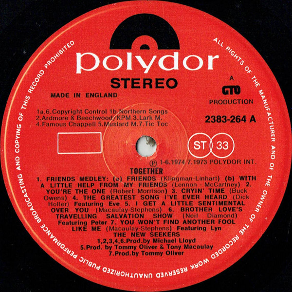 The New Seekers - Together | Polydor (2383 264) - 3