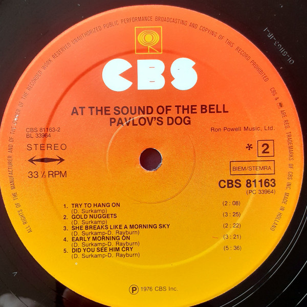 Pavlov's Dog - At The Sound Of The Bell | CBS (CBS 81163) - 4