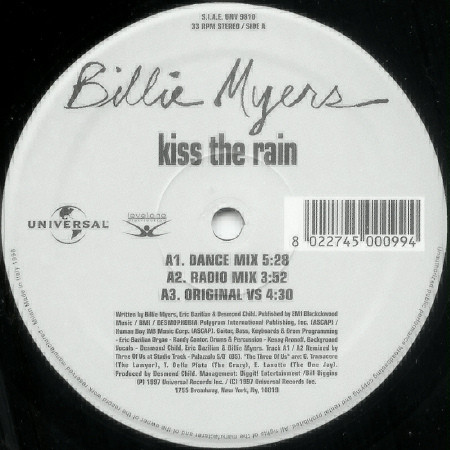 Billie Myers - Kiss The Rain | Universal (UNV 9810) - 3 Billie Myers - Kiss The Rain | Universal (UNV 9810) - 3