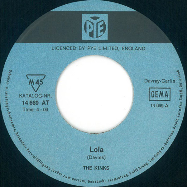 The Kinks - Lola / Berkeley Mews | Pye Records (14 669 AT) - 3