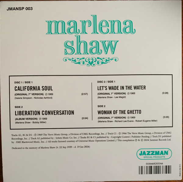 Marlena Shaw - Marlena Shaw EP | Jazzman Special Products (JMANSP 003) - 2 Marlena Shaw - Marlena Shaw EP | Jazzman Special Products (JMANSP 003) - 2