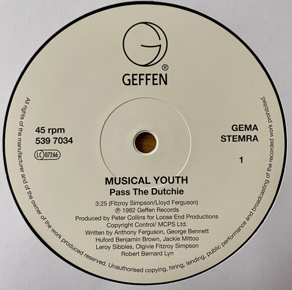 Musical Youth - Pass The Dutchie | Geffen Records (539 7034) - 3