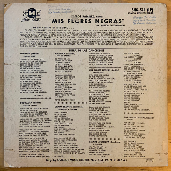 Carlos Julio Ramirez - Mis Flores Negras | SMC Pro-Arte (SMC 541) - 2