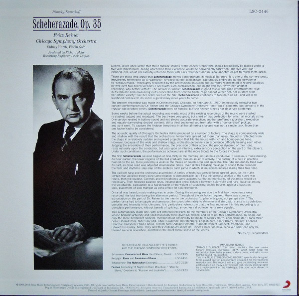 Nikolai Rimsky-Korsakov / Fritz Reiner , Chicago Symphony Orchestra - Scheherazade | Analogue Productions (AAPC 2446) - 2