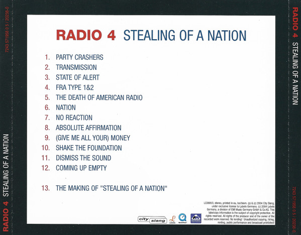 Radio 4 - Stealing Of A Nation | Labels (7243 571958 0 5) - 2