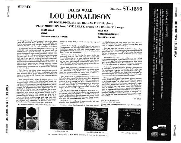 Lou Donaldson - Blues Walk | Blue Note (UCCQ-9639) - 3 Lou Donaldson - Blues Walk | Blue Note (UCCQ-9639) - 3