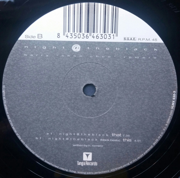 Harry "Choo Choo" Romero - Night @ The Black | Tanga Records (VLMX 630-3) - 4
